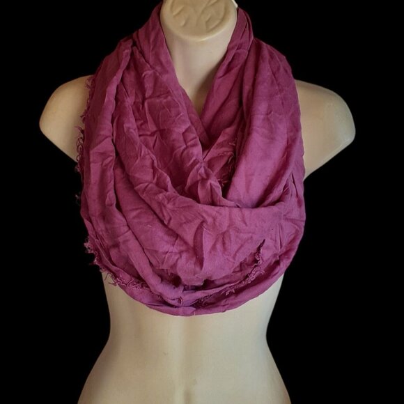World Market Accessories - World Market Magenta Fuchsia Infinity Scarf Fringed Edge 28" width 72" Length